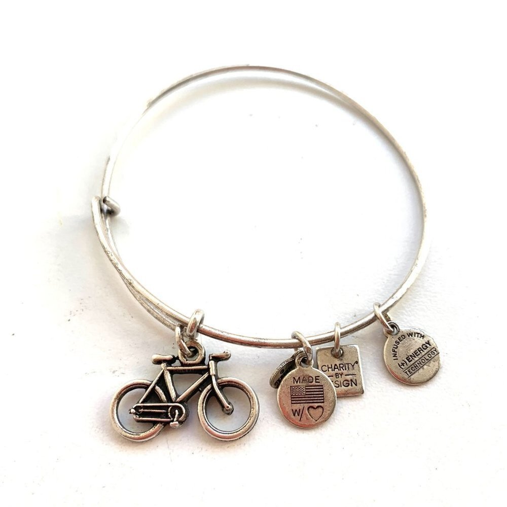 Alex And Ani Bicycle Charm Bracelet Silver Finish - Expands 2- 35 23$